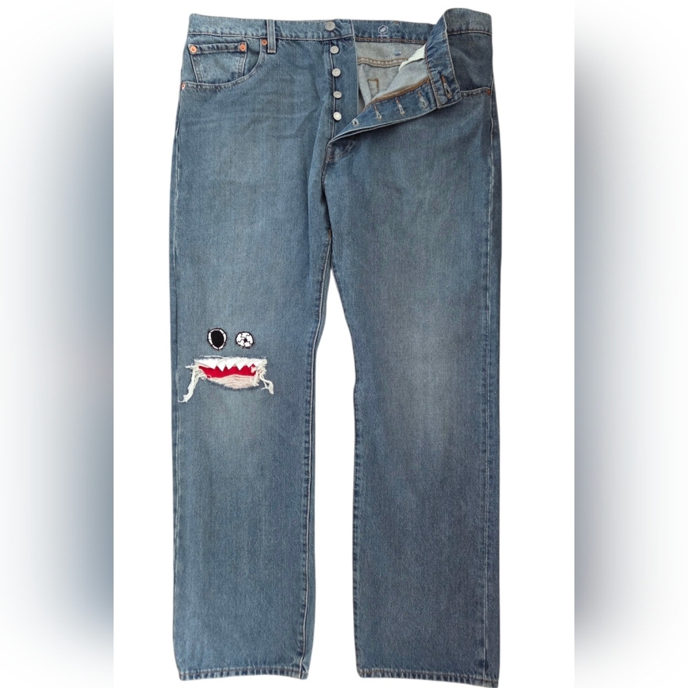 Levi’s Premium Skate 501 Strong‎ Jeans Men's 38×32 Straight Leg Patch Button Fly